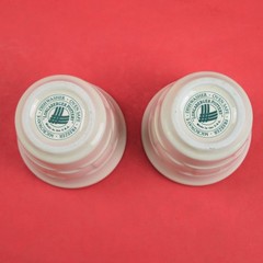 LONGABERGER POTTERY: WOVEN TRADITIONS 2 PK VOTIVE CANDLE HOLDERS IVORY
