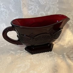 Vintage Avon Cape Cod Red Glassware Lot Sugar Creamer Cruet Butter Dish Gravy