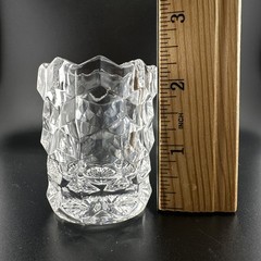 Fostoria American Cube Clear Glass Toothpick Holder Manganese Glow Vintage