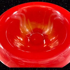Antique 1920s Northwood Chinese Coral Amberina UV Glow Footed Rolled Rim Bowl