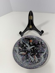 Handmade Oriental Mother of Pearl Plate Inlaid Traditional Circle Art Decoration