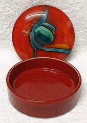🔶️RETRO VINTAGE SPACE AGE POOLE POTTERY VOLCANO LIDDED BOWL MOD MCM POP ATOMIC
