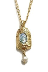 Authentic Roman Glass Gold Plated Pendent Ancient Fragments 200 B.C