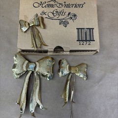 Vintage Home Interiors Trio Brass Metal Bows 1272 3D Set Of 3 MCM Decor