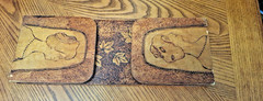 Antique Art Nouveau Expanding Bookend Wood Slide Flemish Folk Art