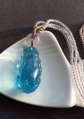 Natural Beautiful Blue Aquamarine Quartz Crystal Pendant