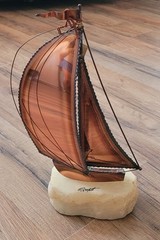 Vtg John De Mott Copper 10″ Sail Boat on Quartz Base Signed Nautical Gift