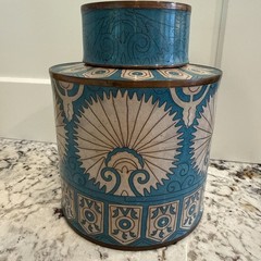 Fabienne Jouvin Paris Cloisonné Enamel Copper Tea Canister Lidded Jar 7” Signed