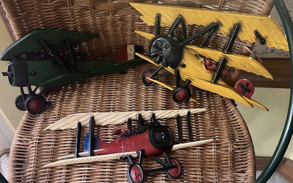 Set 3 Vintage WWI Airplanes 1975 Homco Cast Metal Wall Decor Planes Excellent!