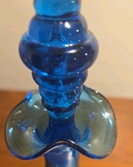 Antique Victorian Mary Gregory Style Glass Decanter w/ Stopper & 2 Glasses
