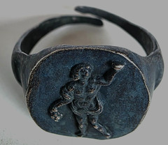 300 BC Ancient Roman Silver Ring Bacchus god of wine, winemaking, fertility