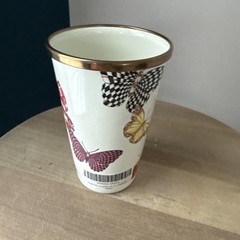 Retired Mackenzie Childs Butterfly Garden-white 10 Oz Enamel Tumbler NWT Rare 1