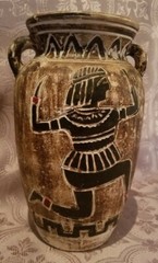 Antique Greek Apulian Ancient Hand Painted Pottery Pitcher Size 16″D x 8.5″L