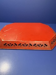 Vintage Hand‑Painted Metal Tray – Nashco Style – Red Floral & Fruit Design
