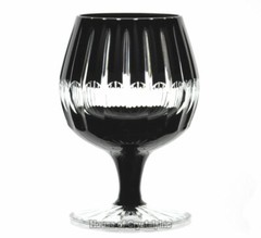 Faberge Na Zdorovya Black Cut to Clear Cased Crystal Brandy Snifter Cognac B