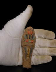 Authentic Ancient Egyptian Ushabti Set of 3 Wrapped in Linen Artifact Figure BC
