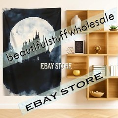 Dark Fantasy Skyline Tapestry moon castle night gothic 39X59 in