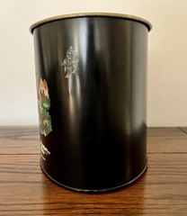 Vtg Toleware Handpainted Black Metal Mail Can Lighthose, Ship, Gulls, Sea