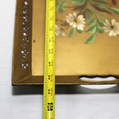 Large Vintage 22.5″ Metal Toleware Tray With Hand Painted Flowers Pilgrim Arts
