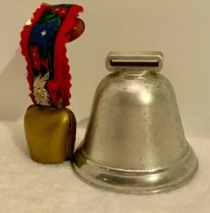 Swiss Silver PlatedCow/ Sheep Bell from Andermatt Switzerland + 2nd Smaller Bell