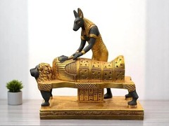 EGYPTIAN ANTIQUE STATUE RARE EGYPTIAN ANTIQUITIES OF GOD ANUBIS PHARAONIC BC