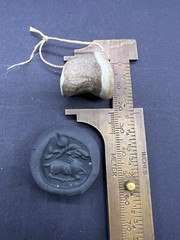 Natural Jasper Stone Rare Unique Beautiful Old Stamp Bead With A Deer 🦌 Engrave