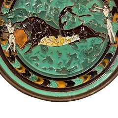 G. Halkides Rare Find Enamel on Bronze and Copper Wall Plate Made In Greece
