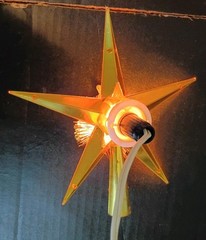 Vintage Jewelbrite Electrified Tree Topper Star with Tinsel Angel Plastic
