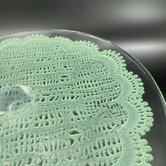 Anthropologie Cake Stand Footed Dish Flash Green Top Clear Bottom Cake Dish