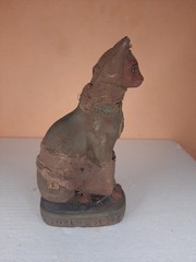 RARE ANCIENT EGYPTIAN ANTIQUITIES Egyptian Mummy Bastet Statue Cat Figure