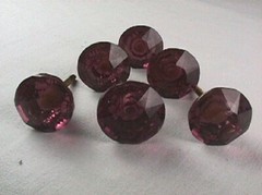 NEW PURPLE FLORAL CERAMIC 4 PC DRAWER PULLS WITH HARDWARE KNOBS MADE IN USA