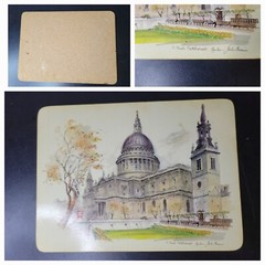 6 Table Place Mats Clover Leaf Cork Backed United Kingdom John Evans Vtg