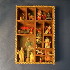 Just For You Country Crafts Wood Shadow Box, Country Brown Christmas Miniatures