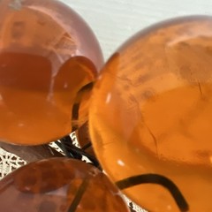 Vintage MCM Amber Orange Lucite Grape Cluster Large Driftwood Stem