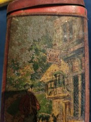 Edwardian “Early Bird Inn” Village Scene Tea Caddy (c.1910–1925)
