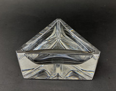 Vtg ATLANTIS Portugal Full Lead Crystal Triangle Trinket /Candy Dish MCM Style