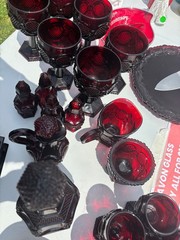vintage avon ruby red glassware 27 piece set