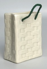 Belleek BCIS Ceramic Shopping Bag, Collectors Society, Shamrocks, Vintage
