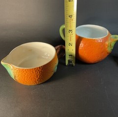 3 Vintage Porcelain Orange Peel Cup, Pitcher And Bowl Germany Japan -1 Chip