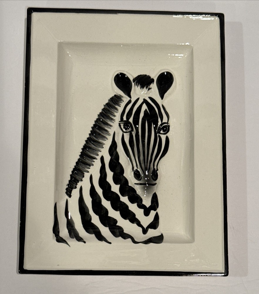 Fitz & Floyd Ceramic Zebra Tray Design Raised 3D Design MCMLXXV 1975