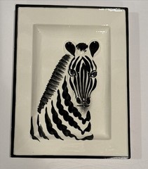 Fitz & Floyd Ceramic Zebra Tray Design Raised 3D Design MCMLXXV 1975