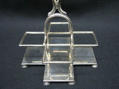 English Edwardian Mappin & Webb Silverplate & Cut Glass Cruet Set; Complete