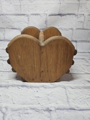 Vintage Wooden Heart Cut-Out Basket Napkin Holder – 7.5″ – 1980s – Country Decor