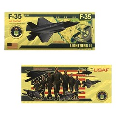 5 Pc/set USAF Fighter Jet Gold Foil Banknote Collection F16 F22 F35 B2 AH64 Gift