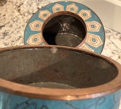 Fabienne Jouvin Paris Cloisonné Enamel Copper Tea Canister Lidded Jar 7” Signed
