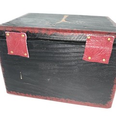 Vintage Hand-Painted Wood Box Leather Hinges B Altmans & Co NY with gift box