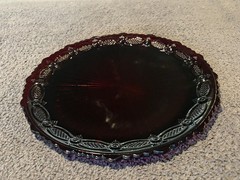 Vintage Avon Cape Cod Ruby Red Dinner Plate with Scalloped Edges 10.5 Inch