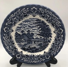 Royal Art Staffordshire Transfer Ware Blue And White 2 Plates