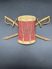 Vintage Sexton 576 USA Cast Metal Drum with Eagle Crest Crossed Swords Plaque