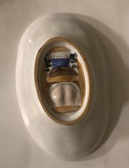Vintage RISQUÉ LADY Behind Ceramic Dish Double Sided 6.25”x4”